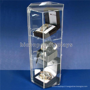 Usine Pricetable Top 3-Tier Transparent Acrylique Rotatif Verrouillable Sinlge Montre De Poche Vitrine